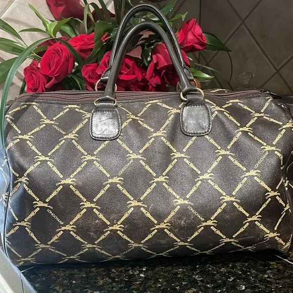 Longchamp Lattice double buckle horse jump brown speedy bag Authentic Vintage - Picture 3 of 17